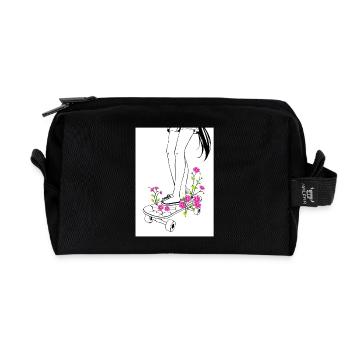 Floral Skate Art – Anime Street Style! - Recycled Toiletry Zip Bag - black - Front
