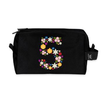 Fleurs 5 - Trousse de toilette en tissu recyclé - noir - Devant
