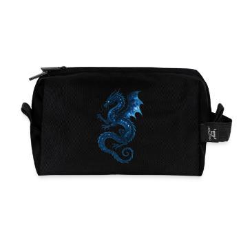 Celestial Dragon – Starry Cosmic Beast Illustratio - Recycled Toiletry Zip Bag - black - Front