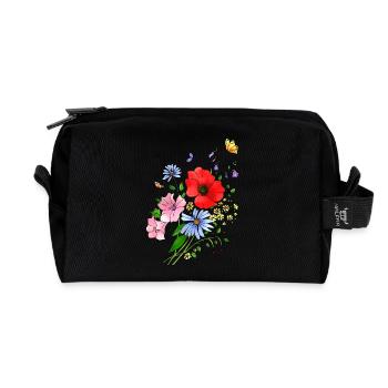 Blumen - Recycelte Kulturtasche - Schwarz - Vorne