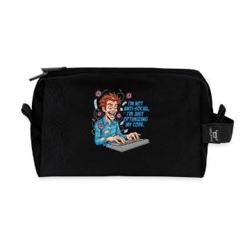 Code Optimizer: Anti-social? Just coding! - Recycled Toiletry Zip Bag - black - Front