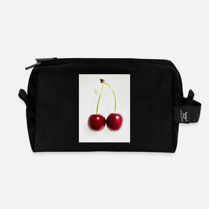 Kirsche - Recycelte Kulturtasche - Schwarz