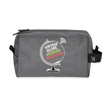 Vintage Globe Problèmes modernes Voyage Humour - Trousse de toilette en tissu recyclé - anthracite - Devant