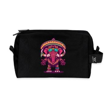 Mammut Comic Lustig Sombrero - Recycelte Kulturtasche - Schwarz - Vorne