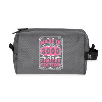 Vintage Né(e) en 2000 made in 2000 25 ans. Art_20 - Trousse de toilette en tissu recyclé - anthracite - Devant