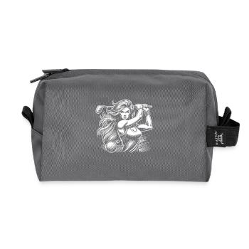 Cooles Golfer Design mit attraktiven Golfspielerin - Recycelte Kulturtasche - Anthrazit - Vorne