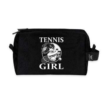 Tennis Girl – Stylisches Design - Recycelte Kulturtasche - Schwarz - Vorne