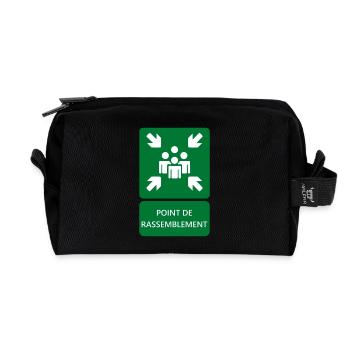 assembly point sign, signage - Recycled Toiletry Zip Bag - black - Front