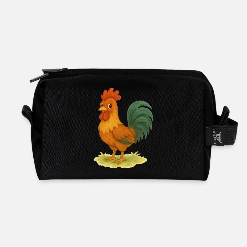 hahn gockel - Recycelte Kulturtasche - Schwarz