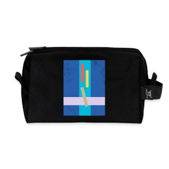 Abstract geometric color design - Recycled Toiletry Zip Bag - black - Front