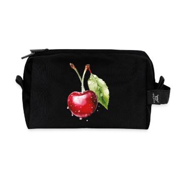 Fruity cherry with water droplets - Recycled Toiletry Zip Bag - black - Front