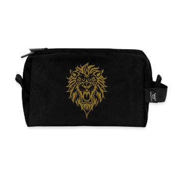 Eleganter Löwenkopf Tribal Design - Recycelte Kulturtasche - Schwarz - Vorne