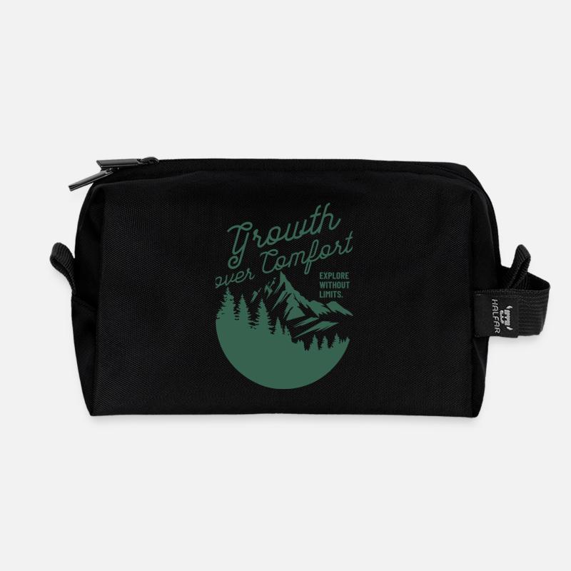 Wachstum über Komfort Adventure Design - Recycelte Kulturtasche - Schwarz