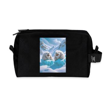 Yetis rasen fröhlich auf Schlitten den Berg hinunter Winter - Recycelte Kulturtasche - Schwarz - Vorne