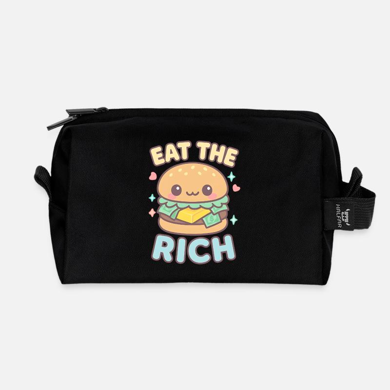 Eat the Rich Kawaii Burger - Recycelte Kulturtasche - Schwarz