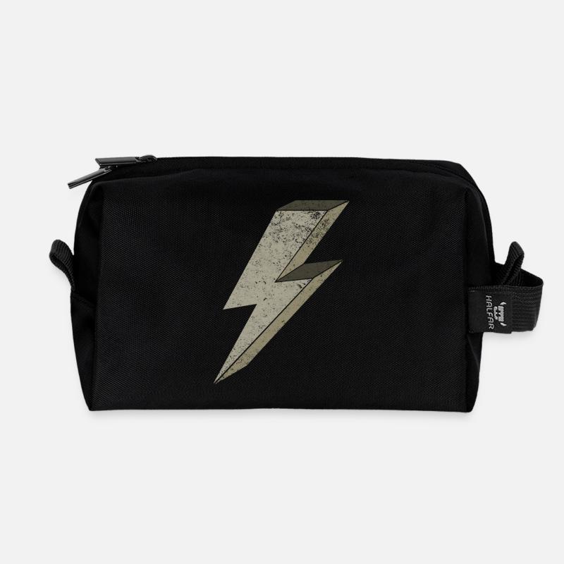 Stylish lightning designs for energy 3D - Recycled Toiletry Zip Bag - black