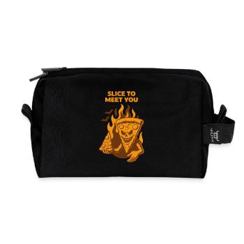 Teuflische Pizza - Slice to meet you - Recycelte Kulturtasche - Schwarz - Vorne