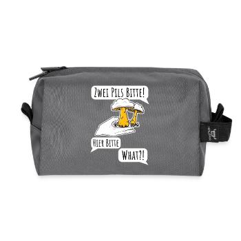 Bier bestellen ist nicht einfach! Pils oder Pilz? - Recycelte Kulturtasche - Anthrazit - Vorne