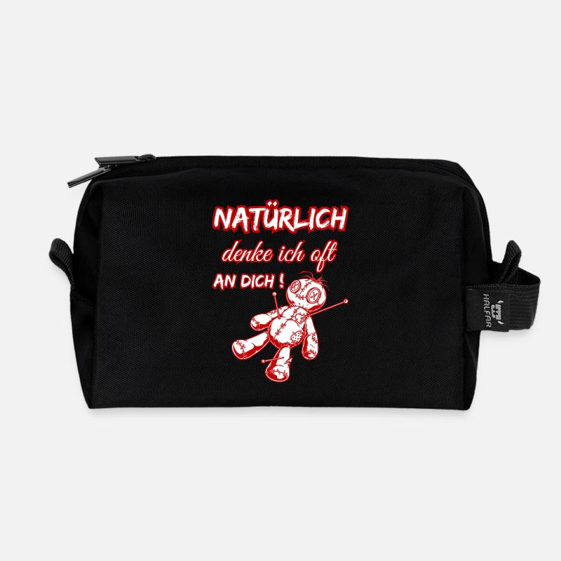 Natürlich denke ich oft an dich! - Voodoo Puppe - Recycelte Kulturtasche - Schwarz