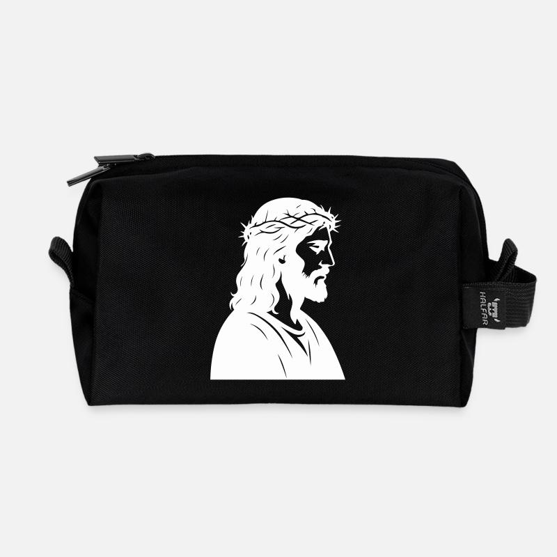 Jesus Christus Silhouette - Recycelte Kulturtasche - Schwarz