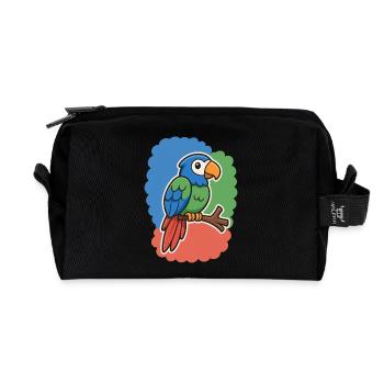 cute bird, little parrot - Recycled Toiletry Zip Bag - black - Front
