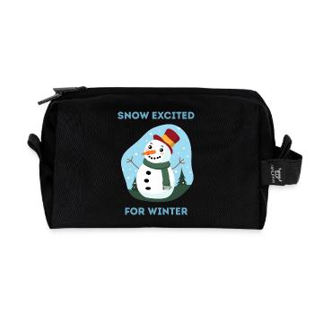 Snow Excited for Winter Snowman Art - Recycled Toiletry Zip Bag - black - Front