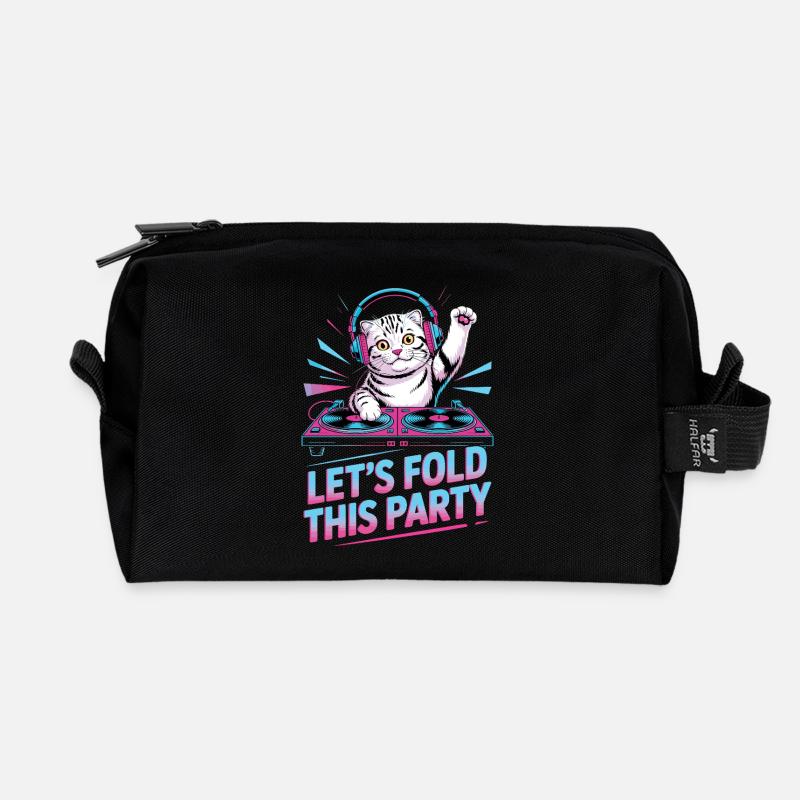 DJ Humor Tier Schottisch Fold Chat - Recycelte Kulturtasche - Schwarz