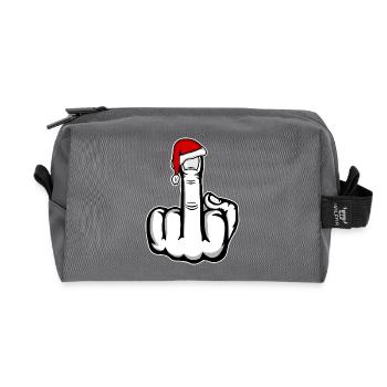 Weihnachten Mittelfinger mit Weihnachtsmütze - Recycelte Kulturtasche - Anthrazit - Vorne