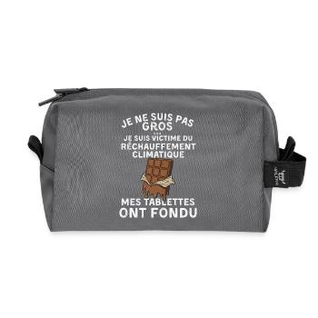 Je ne suis Pas Gros - idée cadeau homme drôle - Trousse de toilette en tissu recyclé - anthracite - Devant