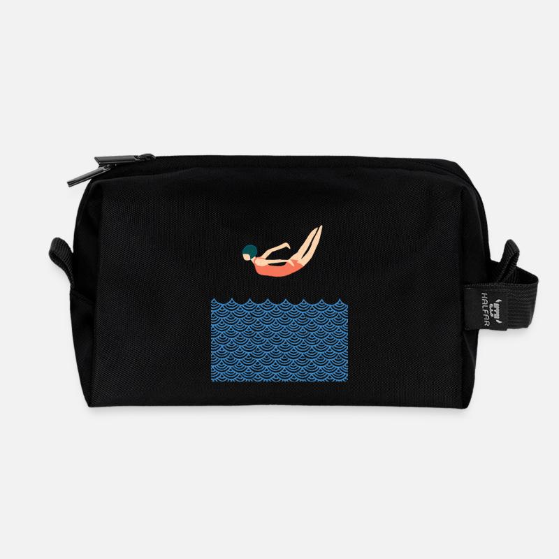 Bujaboom Springerin, Sprung ins Meer bei Tag - Recycelte Kulturtasche - Schwarz