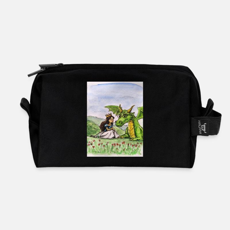 Prinzessin und Drachenwiese Bund - Recycelte Kulturtasche - Schwarz