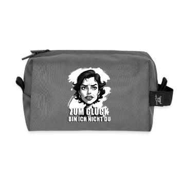 Caricature with "Fortunately..." quote - Recycled Toiletry Zip Bag - anthracite - Front