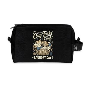 Cuddly kitten in the laundry basket - Recycled Toiletry Zip Bag - black - Front