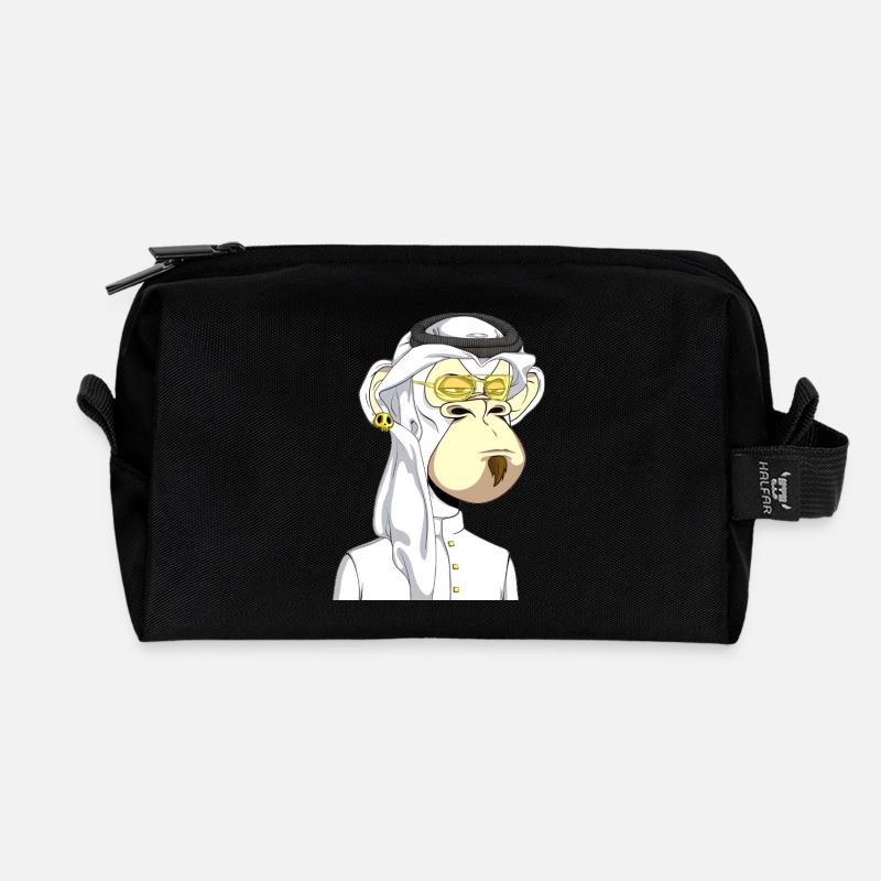 Ape mit Goldbrille - Recycelte Kulturtasche - Schwarz