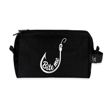 Bite Me Hook Illustration - Recycelte Kulturtasche - Schwarz - Vorne
