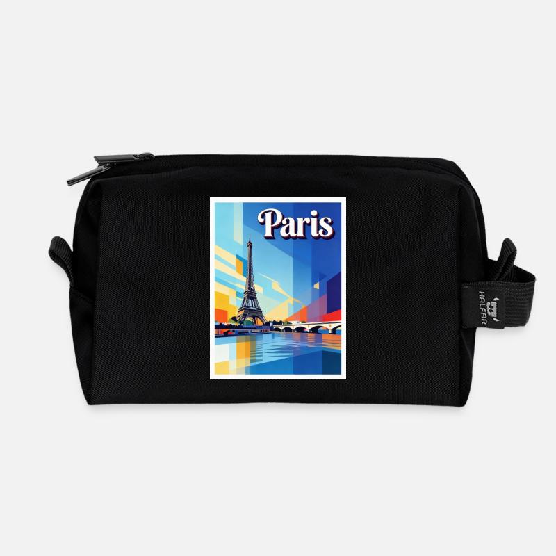 Paris Prism Eiffel - Recycled Toiletry Zip Bag - black
