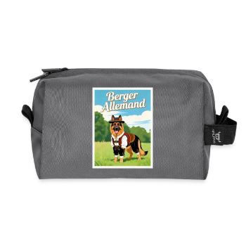 Berger Allemand en costume bavarois - Trousse de toilette en tissu recyclé - anthracite - Devant