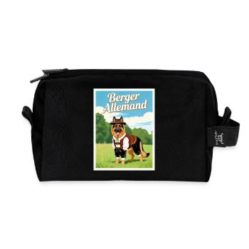 Berger Allemand en costume bavarois - Trousse de toilette en tissu recyclé - noir - Devant