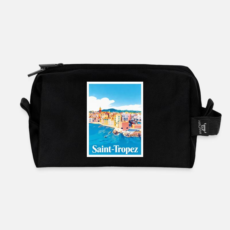 Saint-Tropez Côte d'Azur - Recycled Toiletry Zip Bag - black