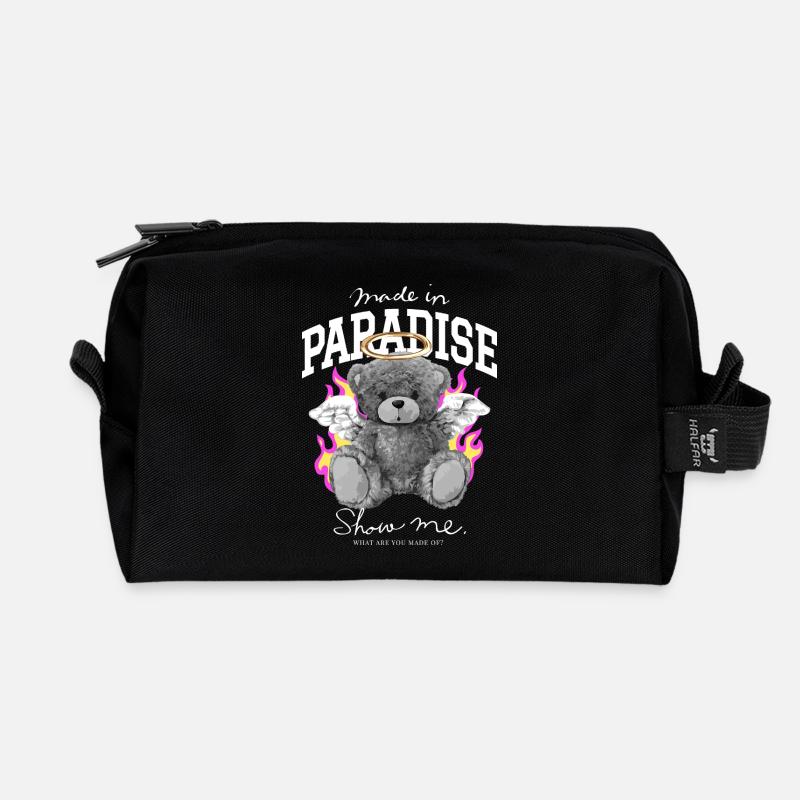 Made in Paradise Bär - Recycelte Kulturtasche - Schwarz