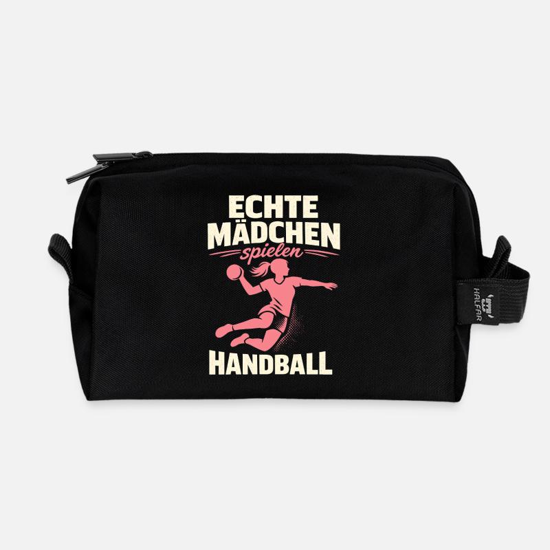 handball mädchen verein team spielerin - Recycelte Kulturtasche - Schwarz