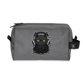 Kabel-Chaos-Katzen-Musik-Kopfhörer - Recycelte Kulturtasche - Anthrazit - Vorne