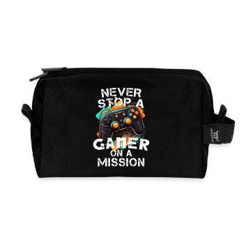 Gamer gaming enthusiast video games console funny - Recycled Toiletry Zip Bag - black - Front