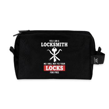 Humor Locksmith Repairs Not Locks - Recycled Toiletry Zip Bag - black - Front