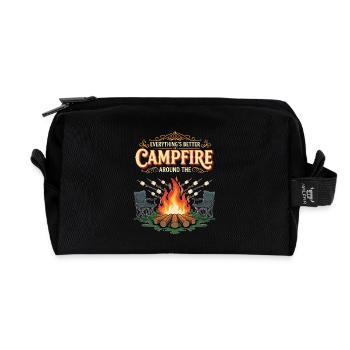 Campfire Marshmallow Alles ist besser Campingplatz - Recycelte Kulturtasche - Schwarz - Vorne
