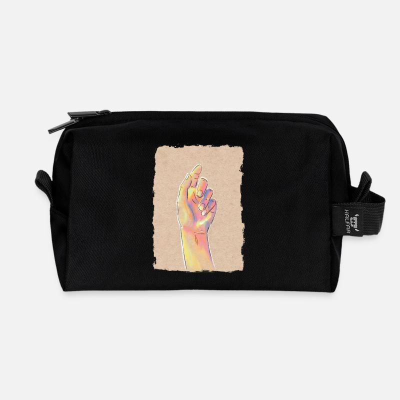 Pastellregenbogenhand - Recycelte Kulturtasche - Schwarz