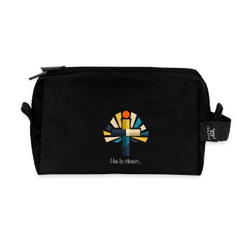 Auferstehung He is Risen Ostern Jesus - Recycelte Kulturtasche - Schwarz - Vorne