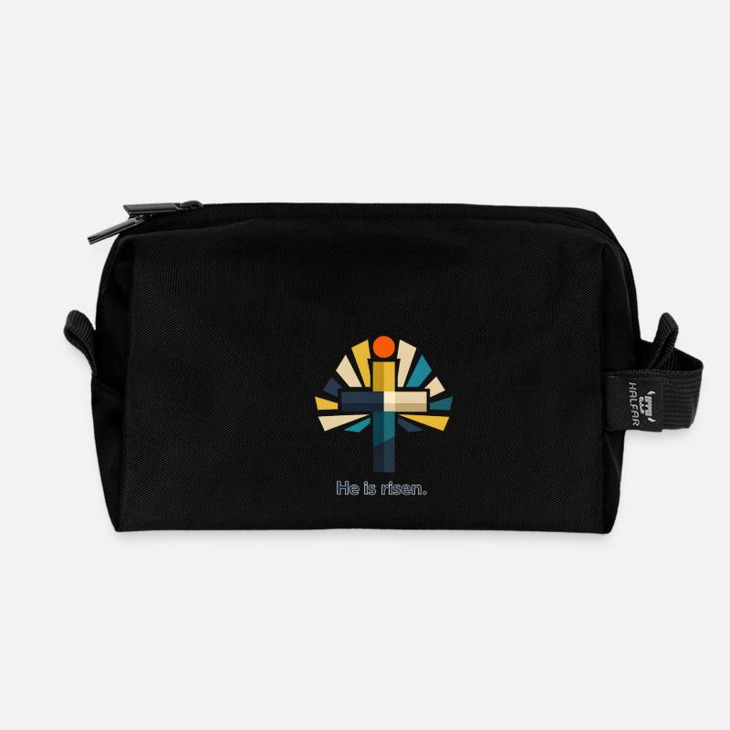 Auferstehung He is Risen Ostern Jesus - Recycelte Kulturtasche - Schwarz