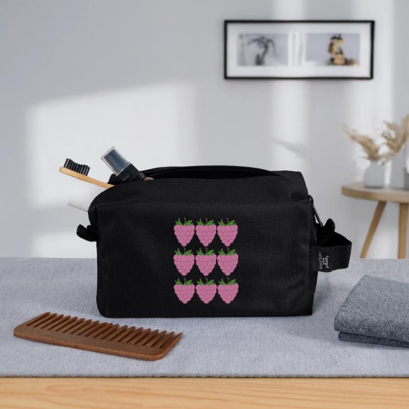 Raspberry Grid Pattern Recycled Toiletry Zip Bag