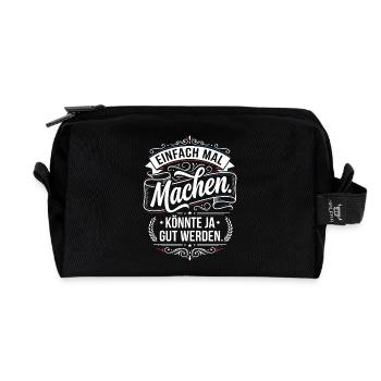 Einfach mal machen Spruch Vintage Style - Recycelte Kulturtasche - Schwarz - Vorne
